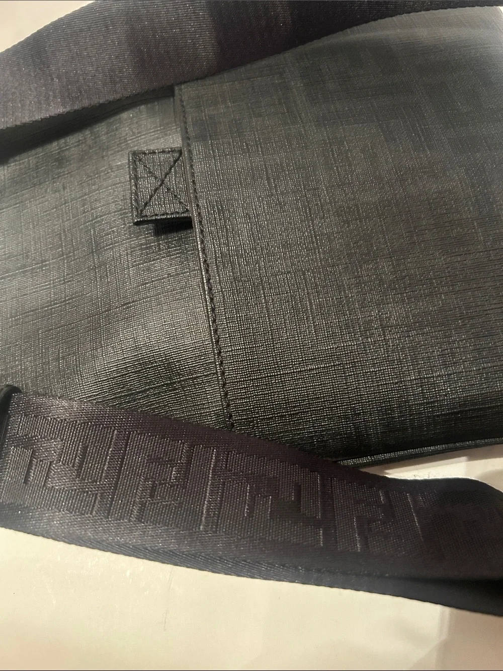 Fendi Black Leather Messenger Crossbody with Branded Strap